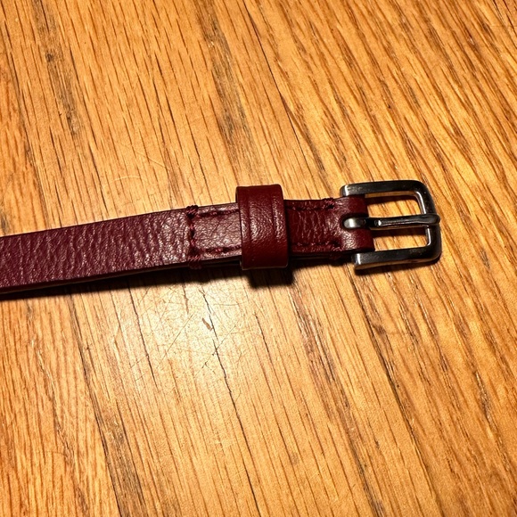 NWOT Leather Coach Embossed Burgundy Wrap Bracelet with Silver Buckle - Picture 2 of 5